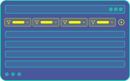 Mini-wireframe of a filtered list of energy assets.